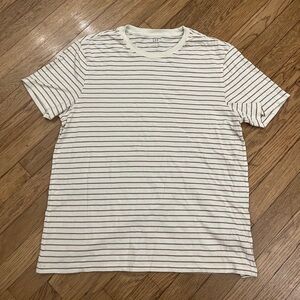 GAP Men's Short Sleeve Striped Tee - White and Brown
